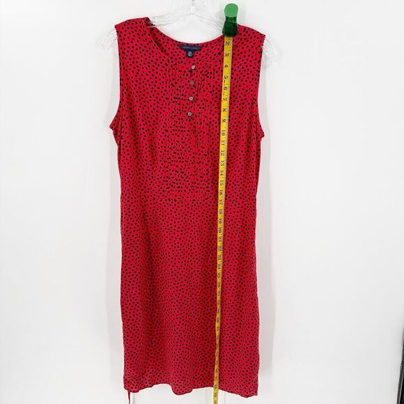 Tommy Hilfiger Red Polka Dot Button Placket Pintuck Tank Dress Size Large - Picture 8 of 11